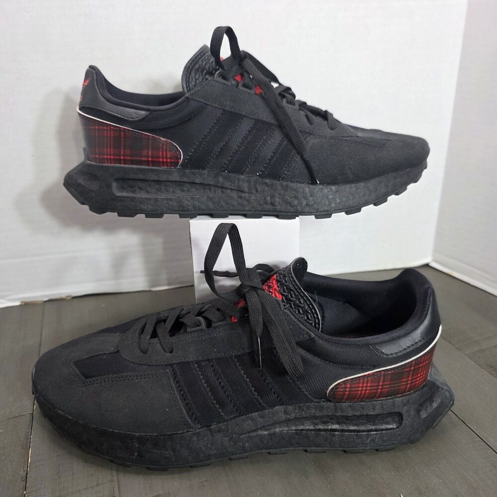 Adidas Retropy E5 Boost GZ4619 Men's 11 Black Red Plaid Running Shoes